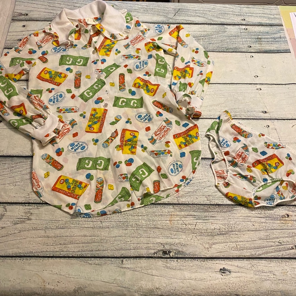 Vintage I & C  Isaacson-Carrico of el campo candy pattern 2 pc pajama set. S